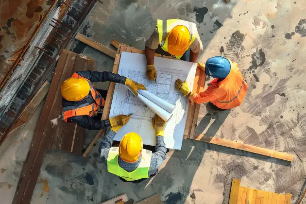Porträt von Ingenieuren auf der Baustelle während der Arbeitszeiten